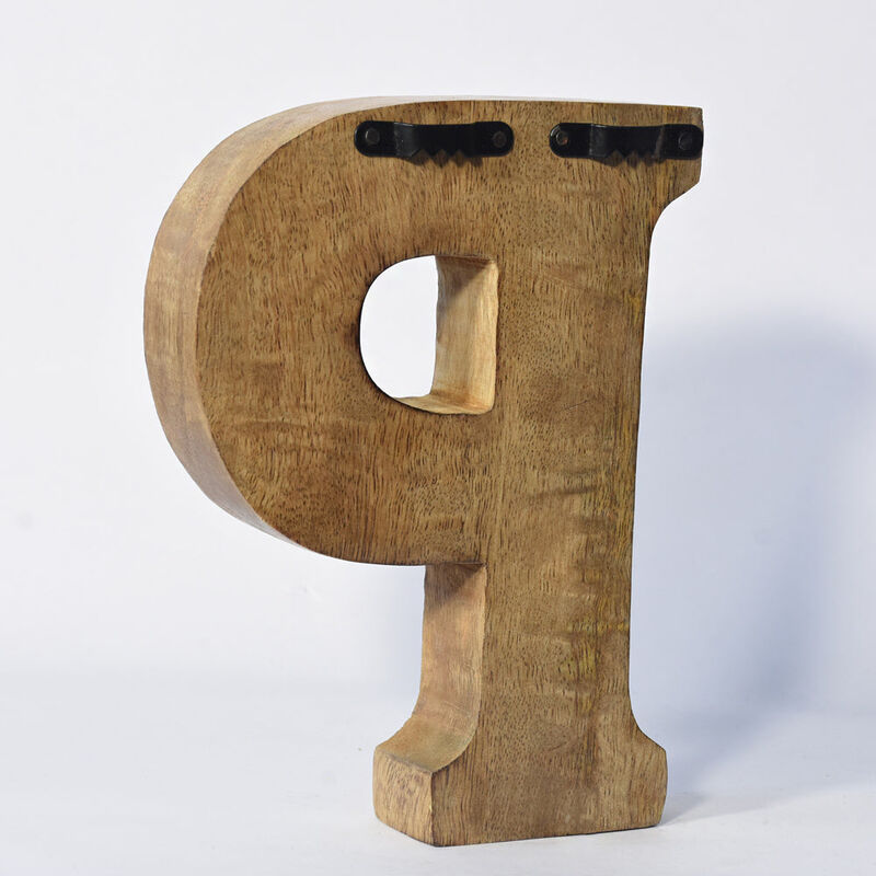 Vintage Natural Gold Handmade Eco-Friendly "P" Alphabet Letter Block For Wall Mount & Table Top Décor