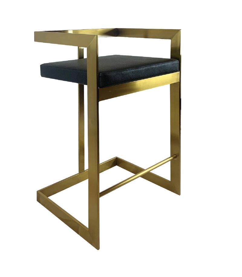 Bar Chair, 26", Black, Gold Base