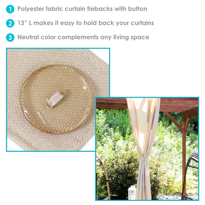 Sunnydaze Indoor/Outdoor Spun Polyester Curtain Tiebacks