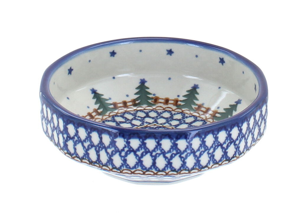 Blue Rose Polish Pottery Sapphire Fields Small Angular Bowl