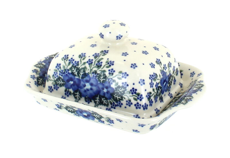 Blue Rose Polish Pottery Charleston Square Butter Dish