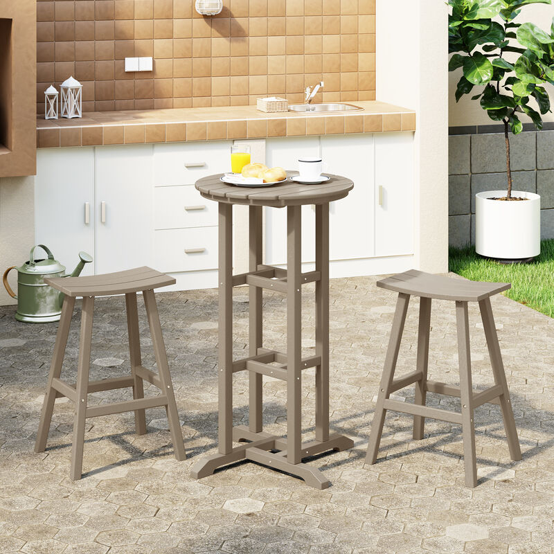 WestinTrends Outdoor Patio Bar Height Table and Bar Stool 3-Piece Dining Set