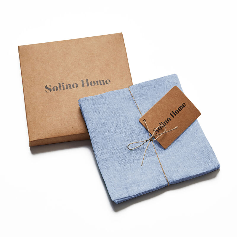 Solino Home 100% Pure Linen Cocktail Napkin 6 X 6 Inch Set of 12 | Athena