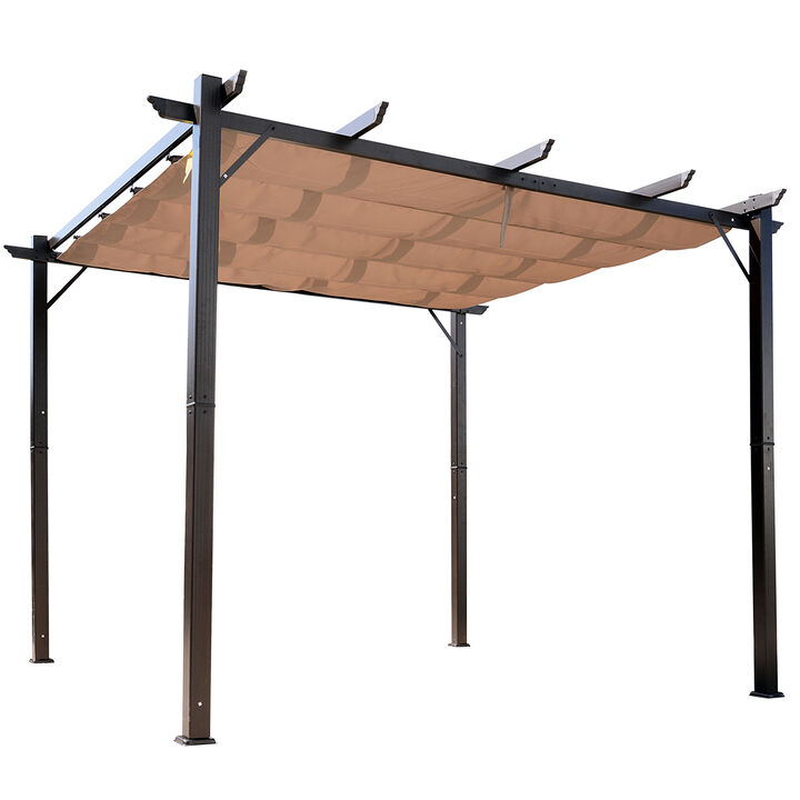 10' x 10' Outdoor Pergola Gazebo Backyard Canopy Cover Adjustable Sunshade