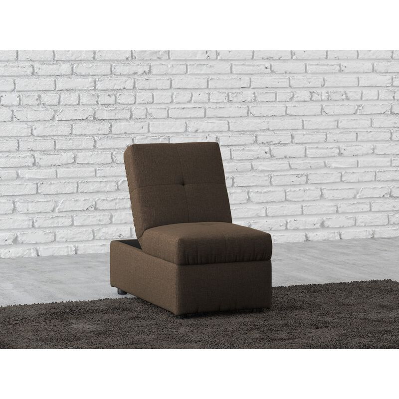 Brown Color Stylish 1pc Storage Ottoman Convertible Chair Foam Cushioned Fabric Upholstered Solid Wood Plywood Frame Living Room Furniture