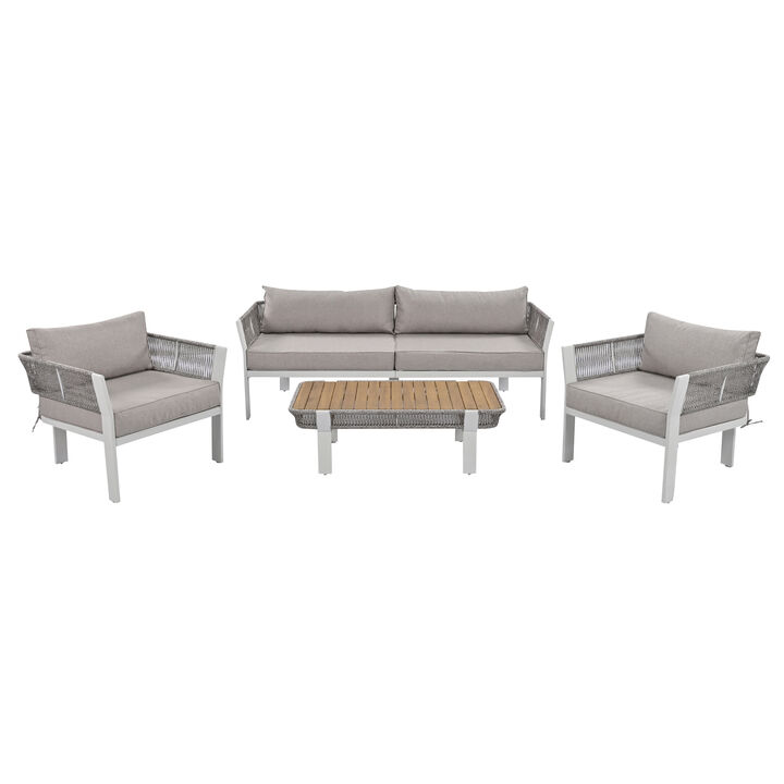 Merax 4-Piece Outdoor Seating Set with Loveseat Coffee Tabe and Chair