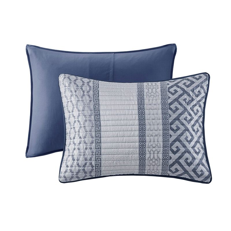 Gracie Mills Theodore 4-Piece Reversible Jacquard Quilt Set with Throw Pillow