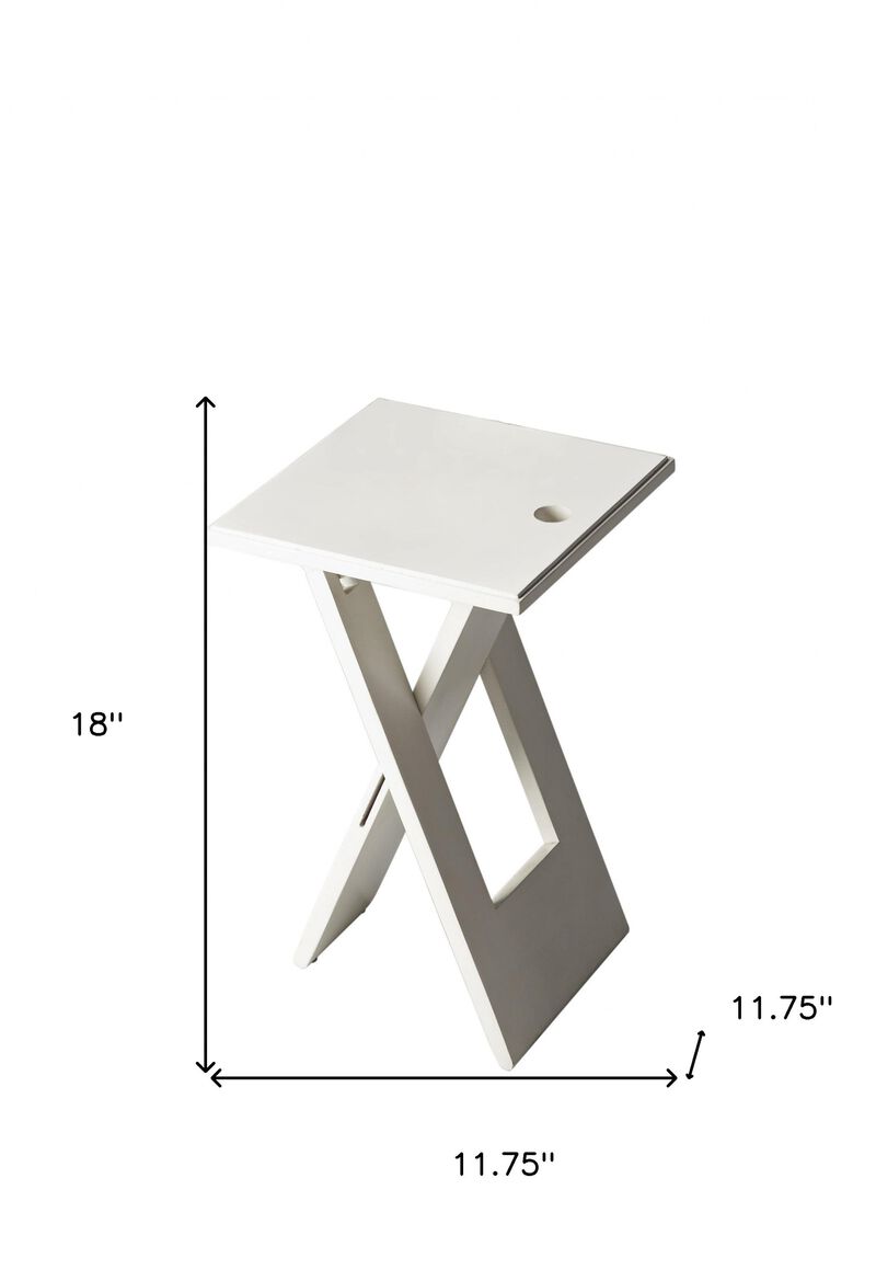 Homezia 18" White Solid Wood Square Folding End Table