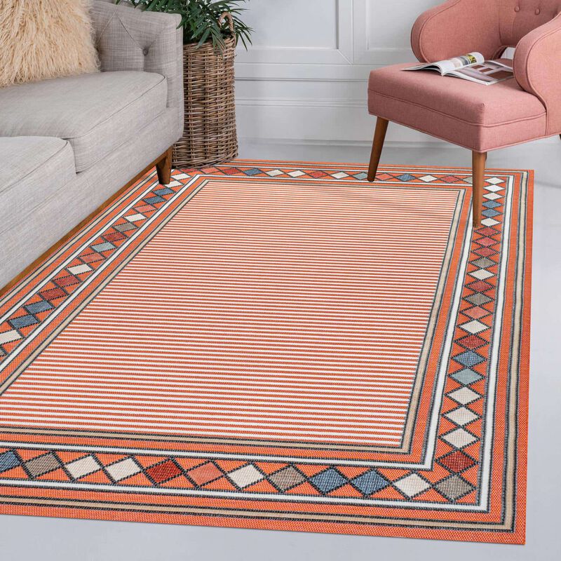 Sebastian High-Low Modern Diamond Border Area Rug