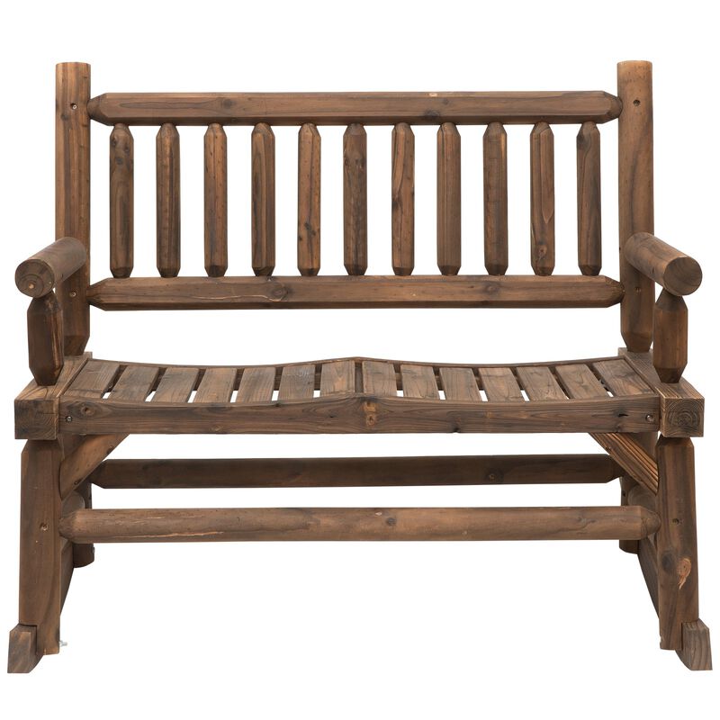 Walnut Backyard Duo: Sturdy Wooden Log Rocking Loveseat