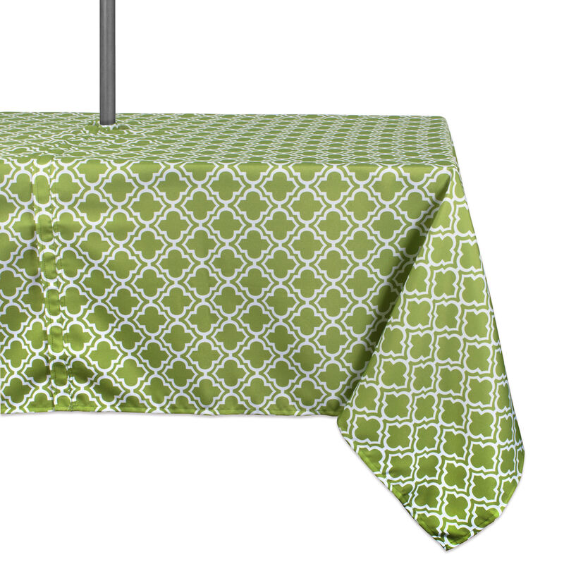 Green and White Lattice Rectangular Tablecloth with Zipper 60� x 84�