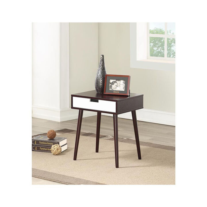 Legacy Decor Espresso Color Hardwood End Side Table Nightstand with Drawer