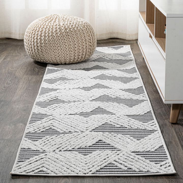 Jazz High-Low Pile Art Deco Geometric Indoor/Outdoor Area Rug