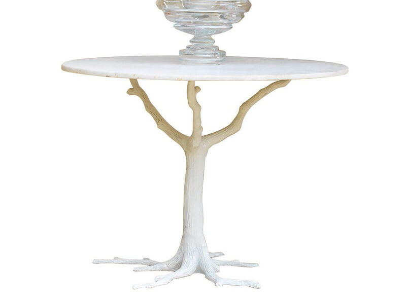 White Faux Bois Dining Table