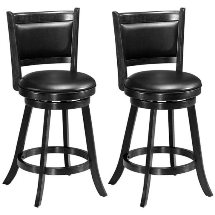 2 Pieces Swivel Counter Stool Dining Chair Upholstered Seat