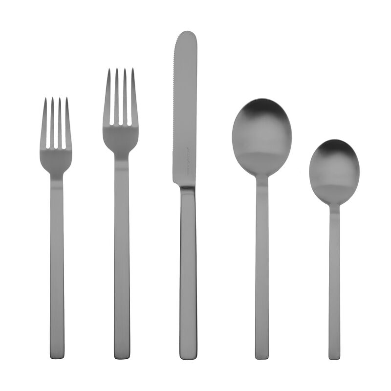 Stile By Pininarina 5-Piece Flatware Set in Ice Black Gold