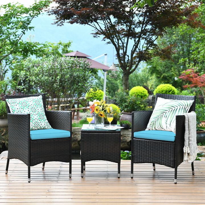 3 Pcs Outdoor Rattan Wicker Furniture Set