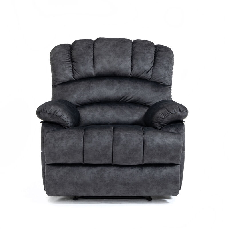 Large Manual Recliner Chair In Fabric For Living Room, Gray