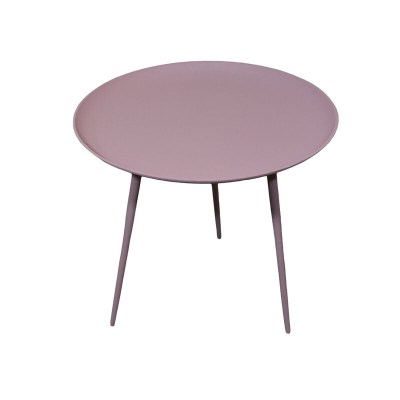 Handmade Aluminium And Iron Round Tray Ivory Color Side Table