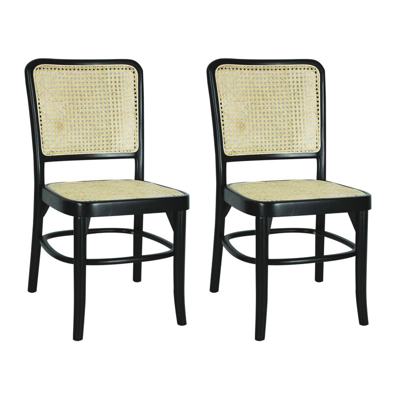 Colmar Mid-Century Vintage Wood Rattan Dining Chair