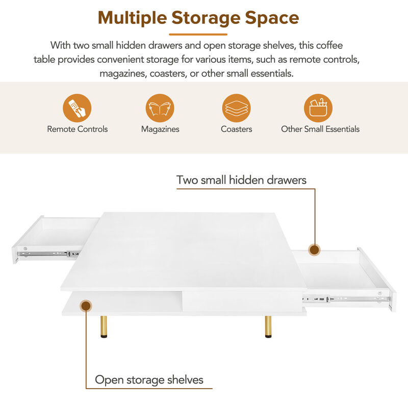 Merax High Gloss Coffee Table with 2 Drawers