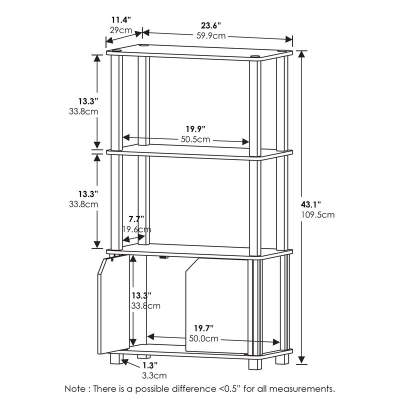 Furinno Simplistic End Side Night Stand/Bedside Table with Stainless Steel Tubes, 2-Pack, 2-Tier Poles, Americano/Chrome