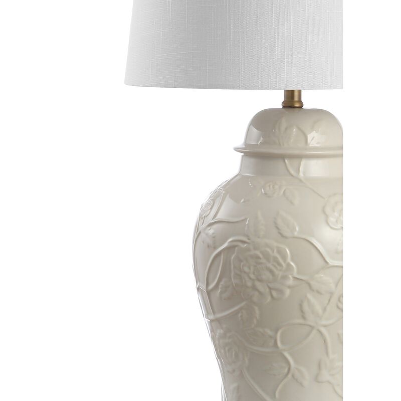 Naiyou 29.5" Ceramic Classic Traditional LED Lamp Table Lamp, Cream