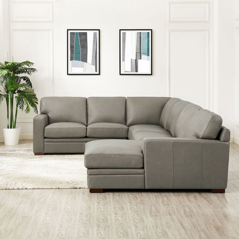 Dillon Top Grain Leather U-Shaped Sectional with Right Chaise