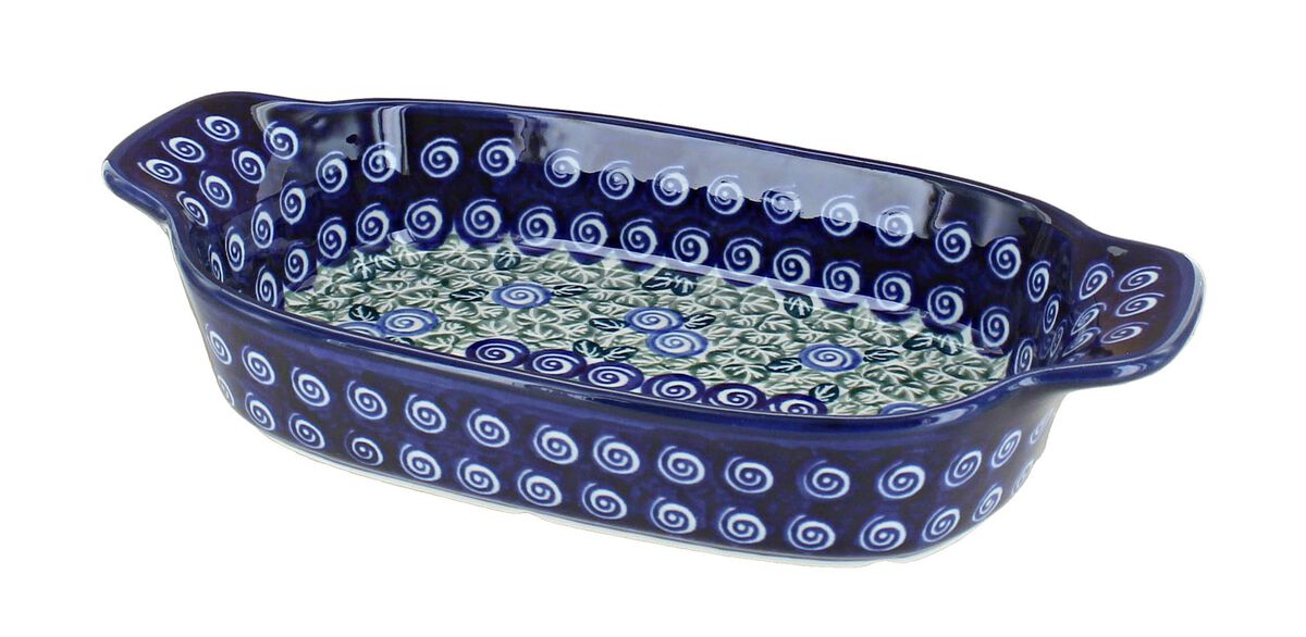 Blue Rose Polish Pottery Nature Rectangular Serving Dish