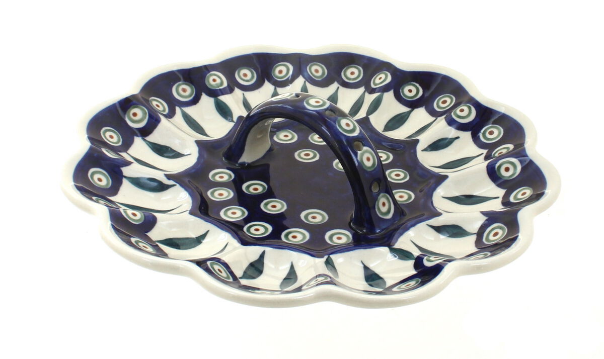 Blue Rose Polish Pottery Kalina Egg Plate