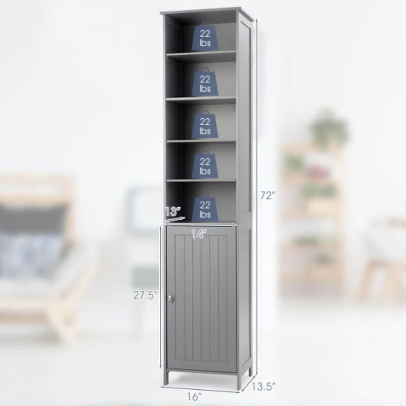 72 Inches Free Standing Tall Floor Bathroom Storage Cabinet