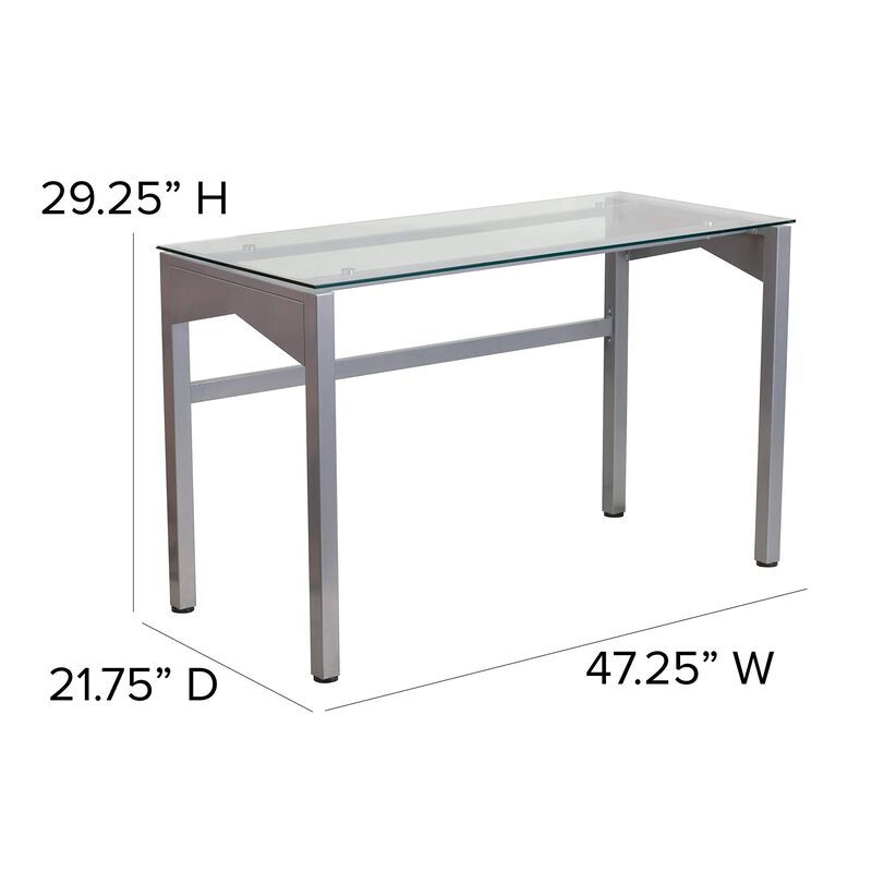 Flash Furniture Jayden Contemporary Clear Tempered Glass Desk with Geometric Sides