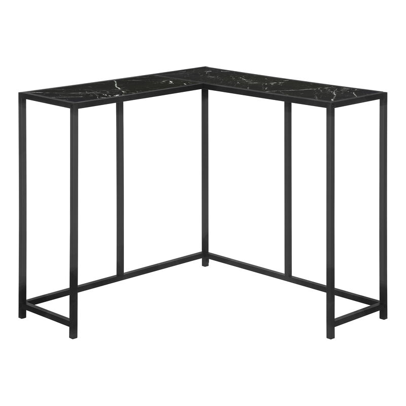 Monarch Specialties I 2158 Accent Table, Console, Entryway, Narrow, Corner, Living Room, Bedroom, Metal, Laminate, Black Marble Look, Contemporary, Modern