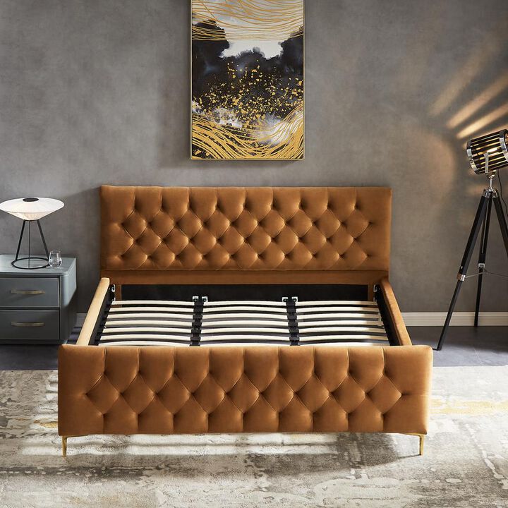 Ashcroft Furniture Co Bailey King Velvet Upholstered Platform Bed