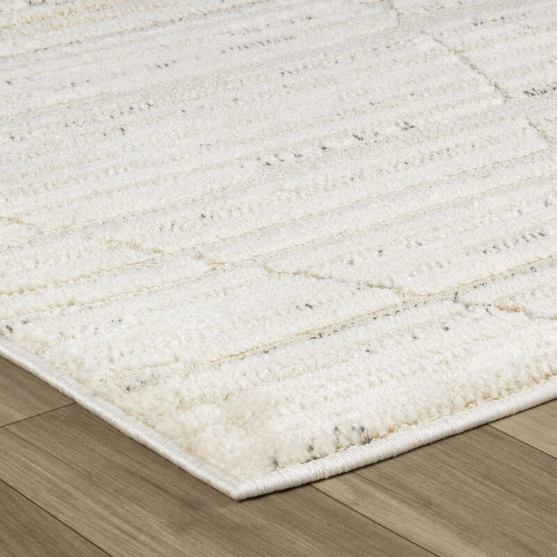 Geometric Modern Abstract Beige Cream Indoor Doormat Rug