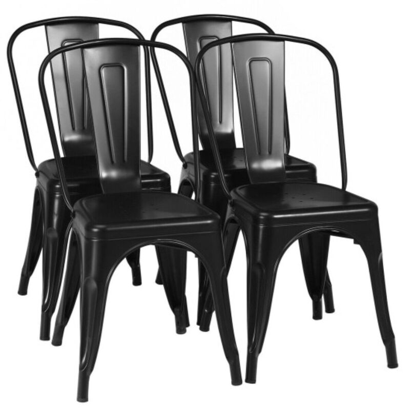Set of 4 Metal Dining Chair with Stackable Design