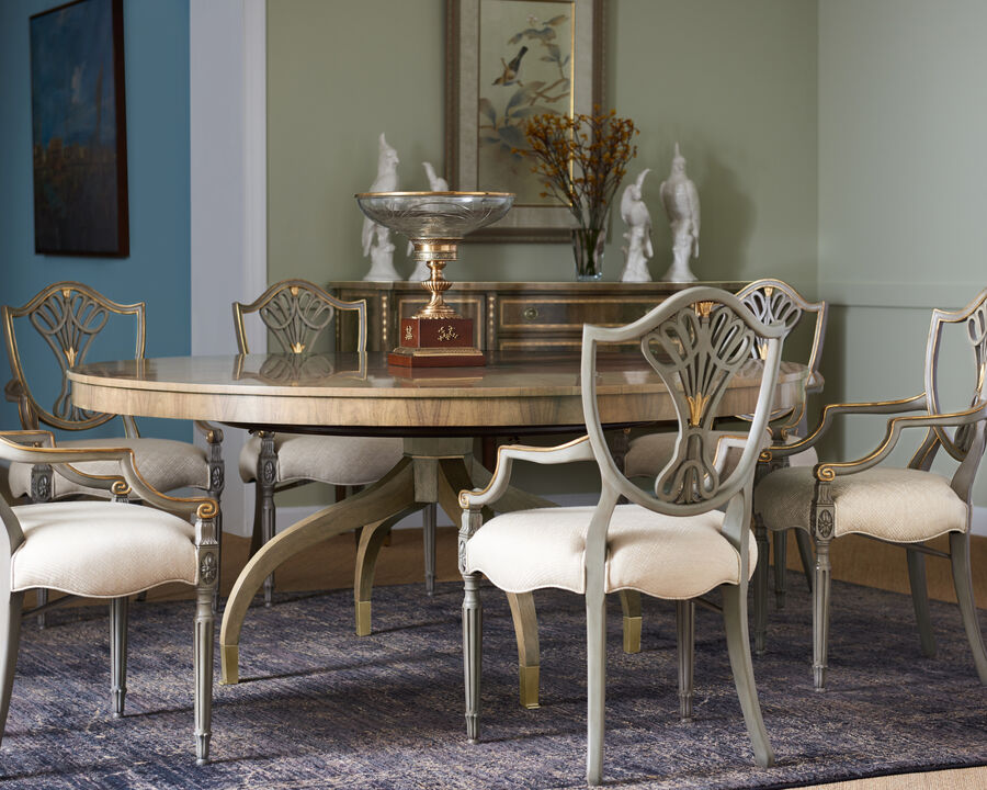 Grey & Gilded Dining Armchair