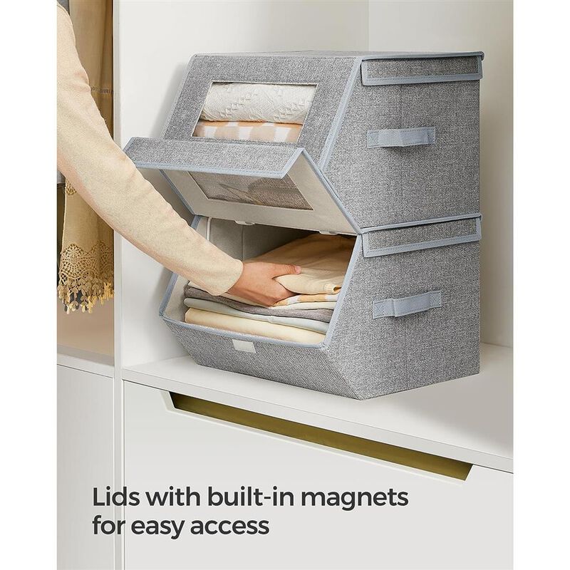 Stackable Storage Boxes – Set of 2 Convenient Organizers for Any Space