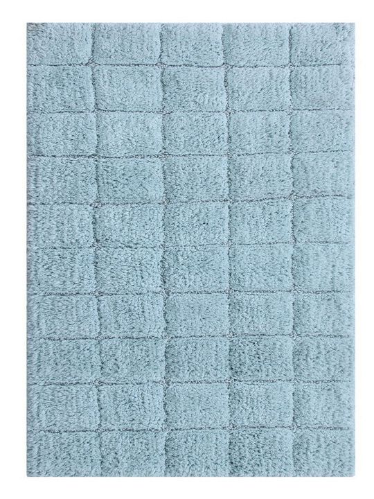 Knightsbridge Summer Tile 220 GSF Non Skid Back Bath Rug 21 x 34 - Light Blue