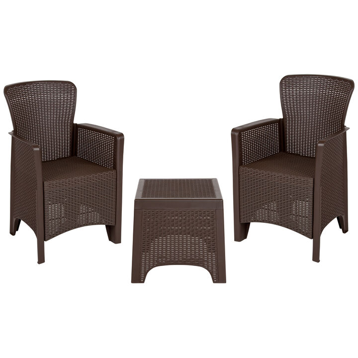 Brown Rattan Chair/Table Set