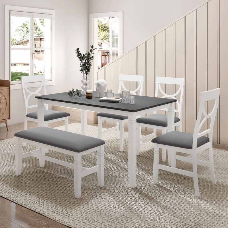Merax  6-Piece Solid Wood Dining Table Set