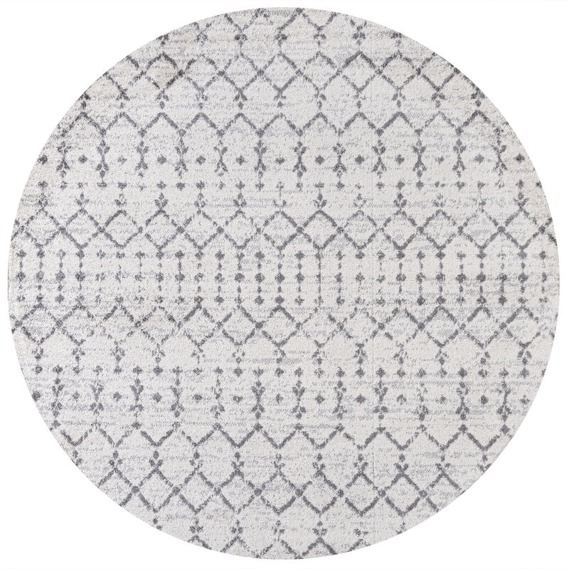 Moroccan HYPE Boho Vintage Diamond Black/Ivory 3' Round Area Rug