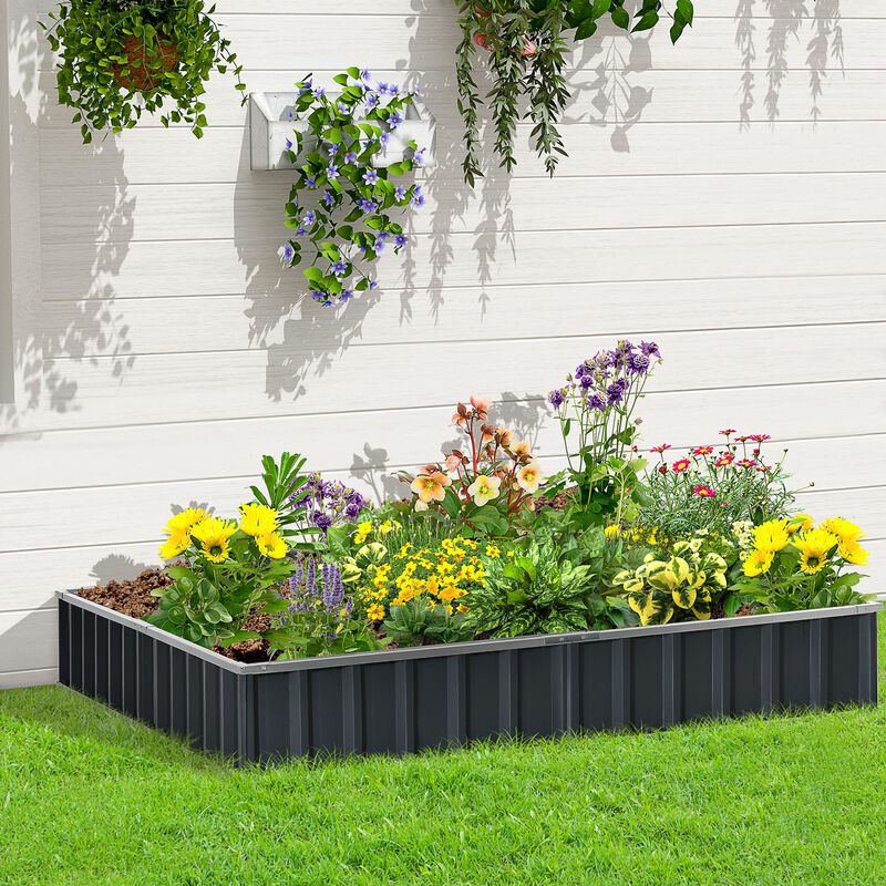 Outsunny 8.5' x 3' x 1' Raised Garden Bed, Galvanized Metal Planter Box for Vegetables Flowers Herbs, Dark Gray