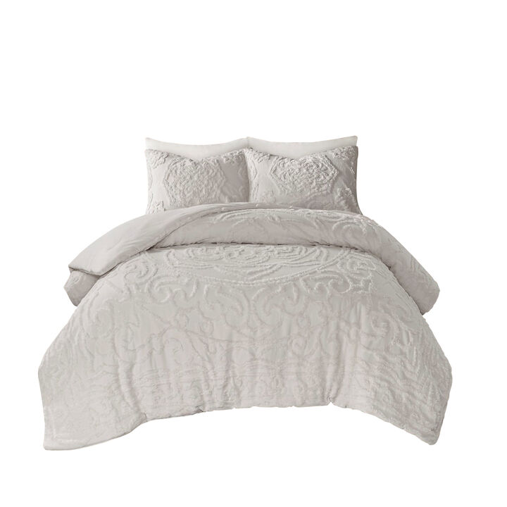 Gracie Mills Ray 3-Piece Boho-Inspired Tufted Cotton Chenille Medallion Comforter Set