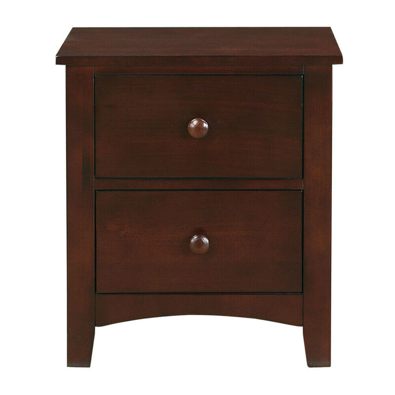 Dark Oak Finish Nightstand 2-Drawers Pine Veneer MDF Wooden 1pc Modern Nightstand