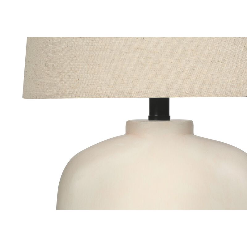 Monarch Specialties I 9728 - Lighting, 25"H, Table Lamp, Cream Resin, Beige Shade, Modern