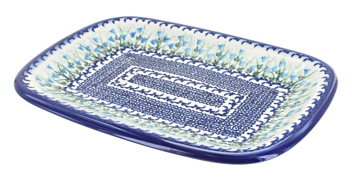 Blue Rose Polish Pottery Misty Medium Rectangular Serving Platter