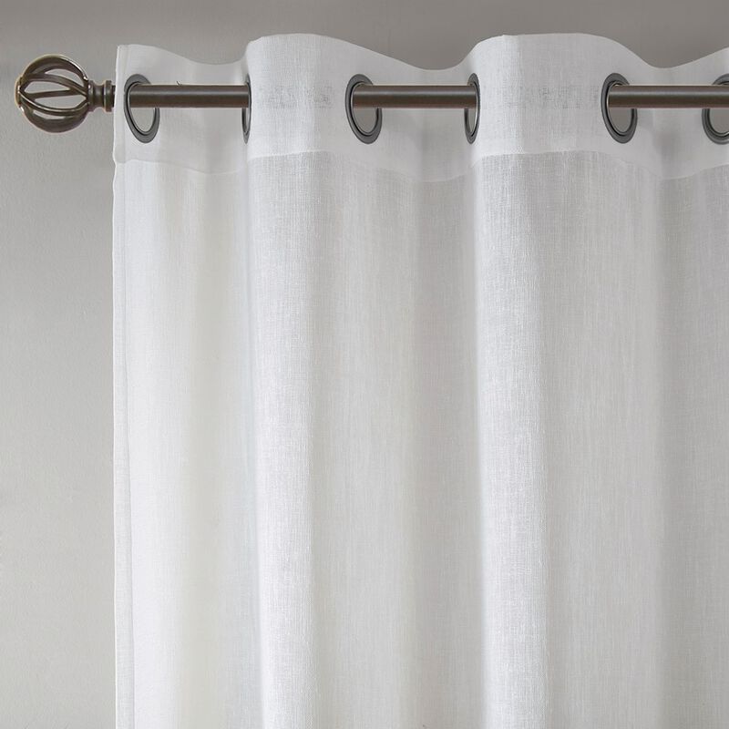 Gracie Mills Christa Contemporary Striped Faux Linen Sheer Window Panel