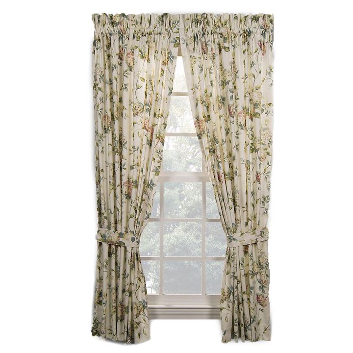 Ellis Curtain Abigail 100 Percent High Quality 2-Piece Window Rod Pocket Panel Pairs With 2 Tie Backs - 90x84" - 90" x 84" Multicolor