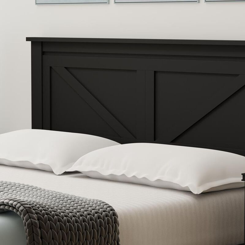 Glenwillow Home Farmhouse Wood Platform Bed in King - Black